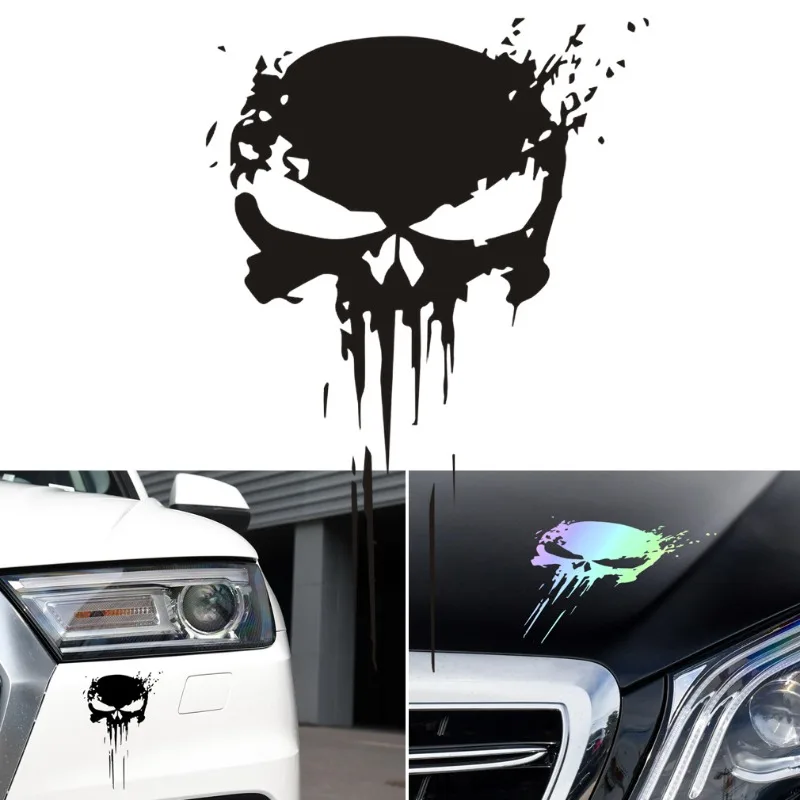 

1PC Car Sticker Vinyl Bloody Punisher Skull Stickers and Decals Car Styling Funny 3D Auto Wall Window Sticker