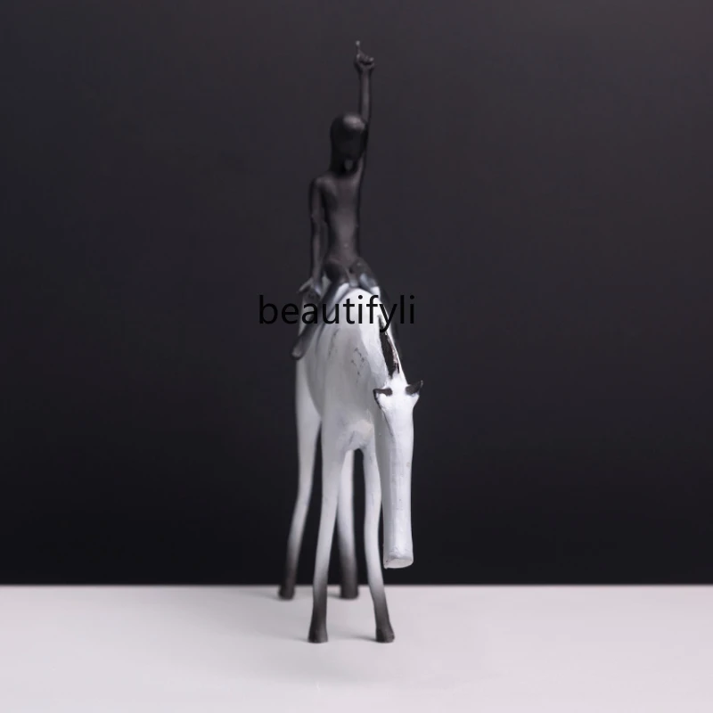 

LBX White Horse Decoration Chinese Hotel Lobby Living Room Entrance Metal Cast Iron Decoration