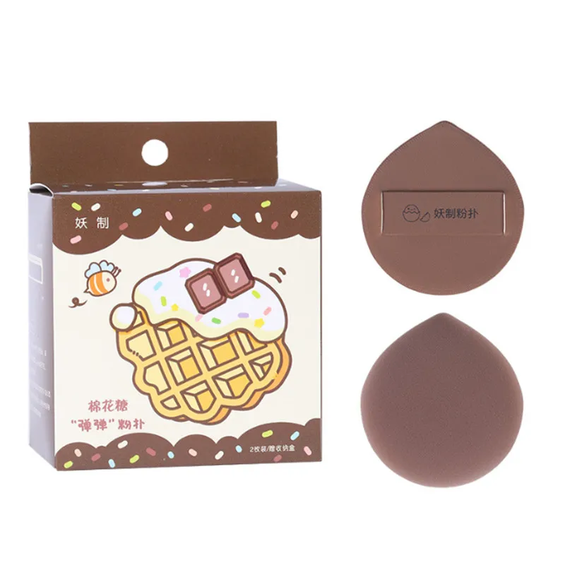 Yaozhi 2pcs 에어 쿠션 파운데이션 퍼프 고탄력 소프트 파우더 메이크업 블렌더 마시멜로 스펀지 습식 건식 이중 용도를 먹지 마세요