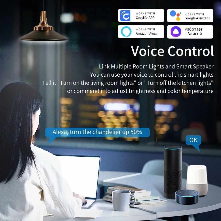 85-265V 5W 7W 9W Smart WiFi LED Light Bulbs E14 Candel Light Dimmable Smart Lamp Cozylife APP Alexa Google Home Voice Control smart led light bulbs