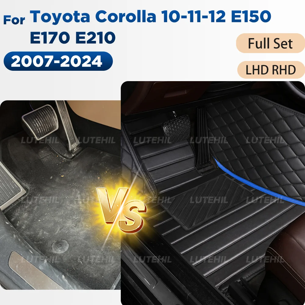 LUTEHIL For Toyota Corolla 10 11 12 Gen. E150 E170 E210 2007-2024 맞춤형 자동차 바닥 매트 인테리어 액세서리 보호