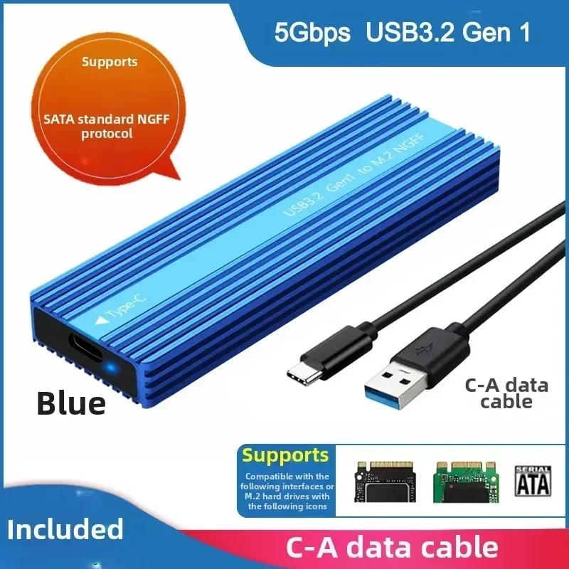 M.2 SSD 인클로저 케이스-USB 3.2 타입-C 5/10Gbps 고속 휴대용 알루미늄 합금 휴대용 하드 드라이브 케이스 열 방출 솔루션