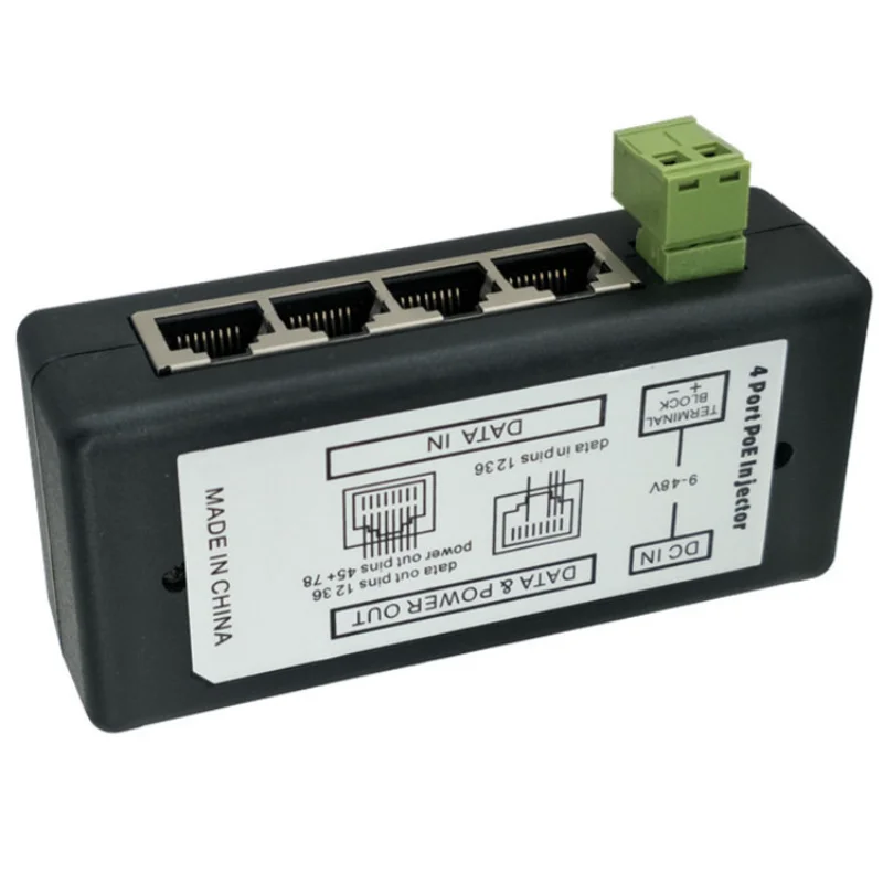 4 LAN Ports Passive Power Over Ethernet Module Injector DC 9-48V IP Camera Power Supply PoE Switch Adapter PoE Box