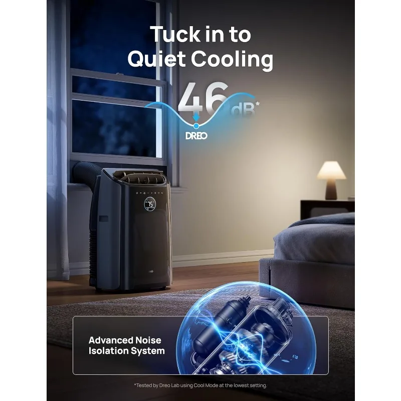 Dreo Portable Air Conditioners,12,000 BTU Air Conditioner Drainage-free Cool 46dB Quiet, APP/Voice/Remote,Timer Fan&Dehumidifier 3