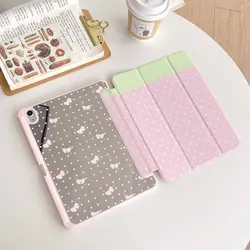 Korean Kawaii Cute Pink Rabbit Polka Dot iPad Cover - IPadAir3 10.5in (Pink B)