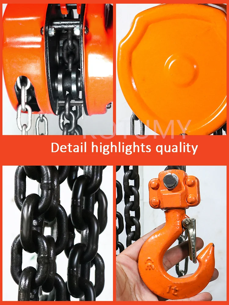 1/2/3 Ton Mini Hand Chain Hoist Hook Mount Capacity 3Meter Lift Portable Manual Hand-cranked Gourd