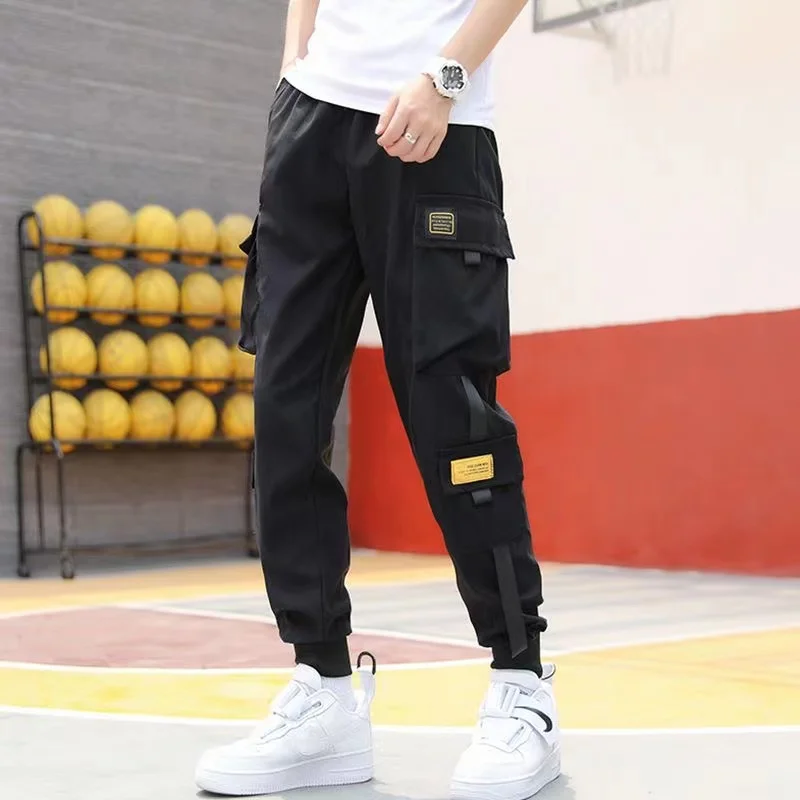 

Men's black storm pants men's wide-leg pants loose-fitting n overalls men's parachute pants