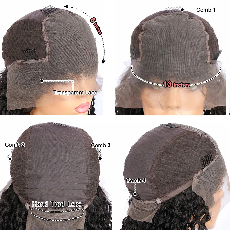 NEWA − Perruque brésilienne naturelle, cheveux lisses, sans colle, 13x6, avec bonnet en dentelle transparente, avec baby-hairs, pour femmes