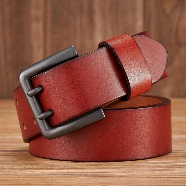 4.3cm Thick Real Cowskin Genuine Leather Belt For Men Luxury Designer