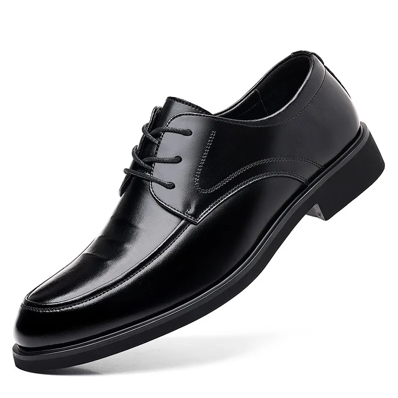 

Black Leather Men's Dress Shoes Spring Autumn New Designer Cowhide Wedding Shoes for Groom Fashion Casual English Suit Shoe