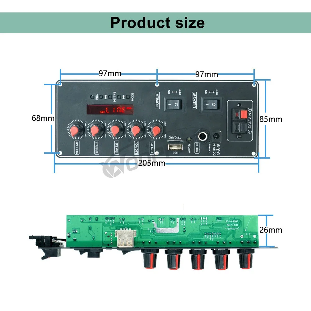 Audio Amplifier Board 7.4V Battery Version 30W Subwoofer Microphone Amp Module C