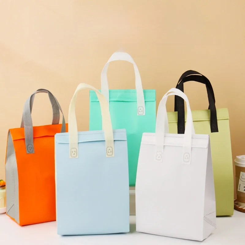 StoBag 25pcs Non-woven Insulation Tote Bags Delivery Fabric Portable Food Cake Drinks Packaging Keep Warm Cold Reusable Pouches 2