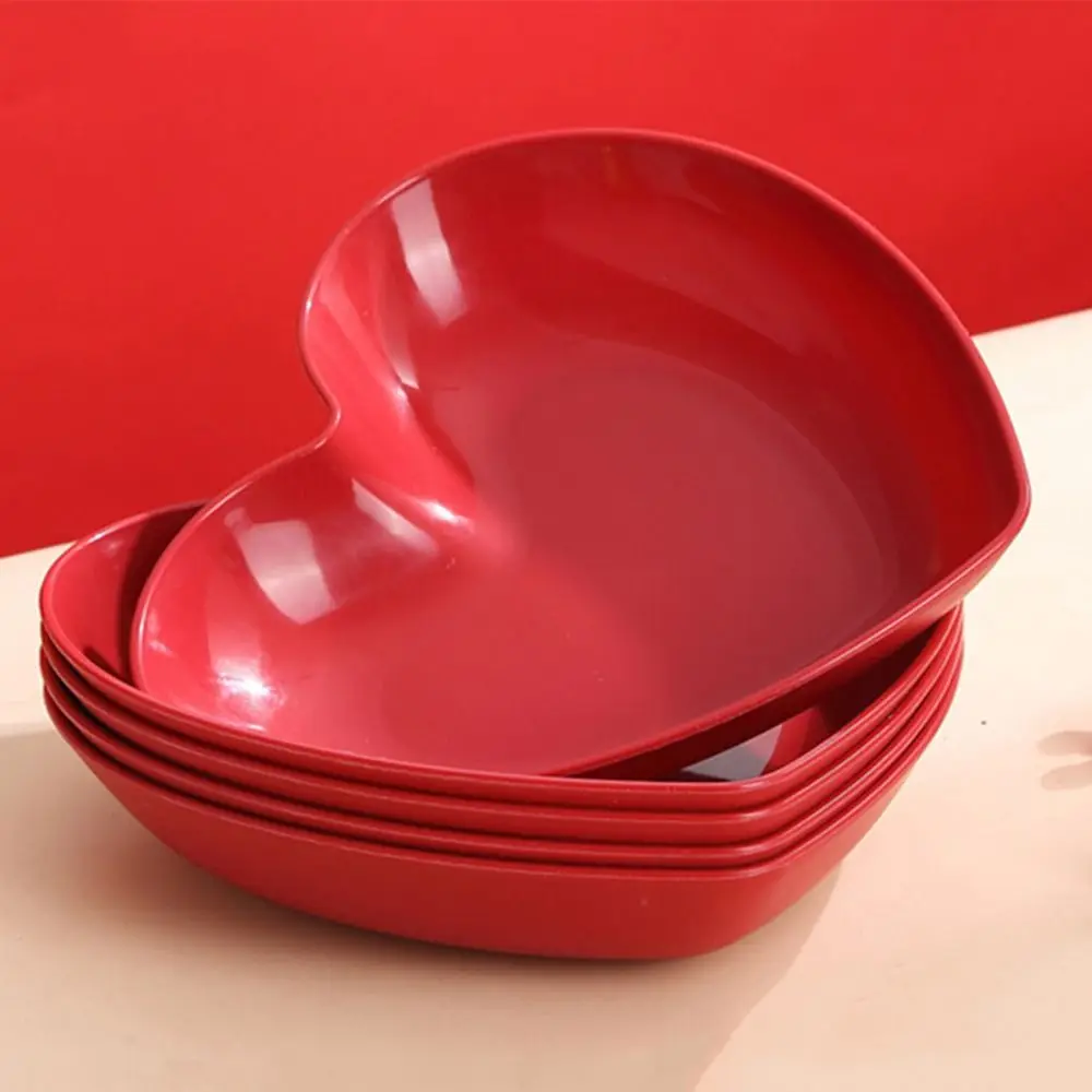 5/10Pcs Party Plastic Red Love Plate Heart-shaped Creative Love Fruit Plate Lightweight Durable Nut Home Party Use