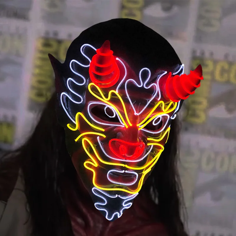 

LED Dragon Head Mask Luminescent Halloween Carnival Scary Theme Party Cosplay Anime Killer Devil Face Mask Dance Dragon Mask