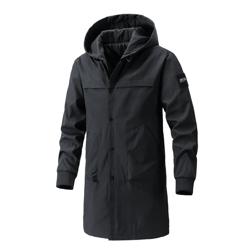 9XL Trench Coat for Men Plus Size Long Windbreaker Spring Autumn Hooded Jacket 8XL Clothing trench coat waterproof windbreaker jacket casual men jacket