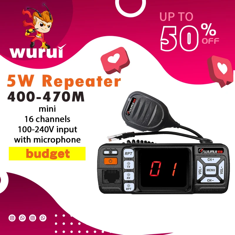 

Wurui M328 5W mini repeater relay station walkie talkie radios Two-way radio ham UHF professional portable long range Amateur