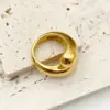 Stylish Water Droplet Shape 18k Gold Plated Stainless Steel Open Adjustable Ring Trendy Custom Women's Fashion Accessory 5