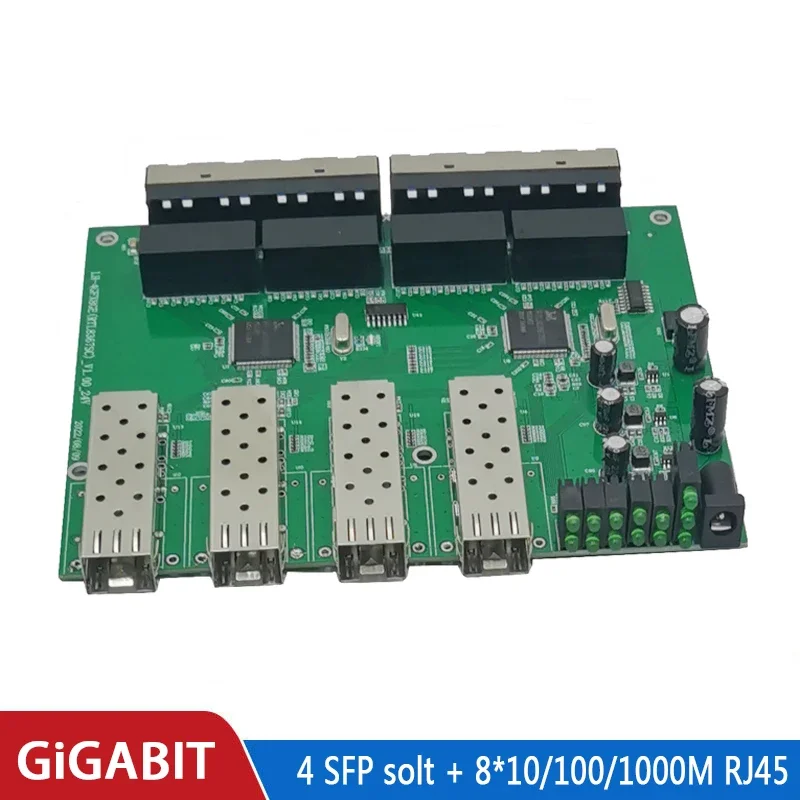 4sfp 8RJ45 10/100/1000M switch 8 RJ45 UTP 4 SFP Gigabit Fiber Optical Media Conv