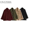 UNIZERA-Short Blended Coat for Women, Casual Polo Neck, Personalized Top, Cloak Sleeve, Winter, New 1