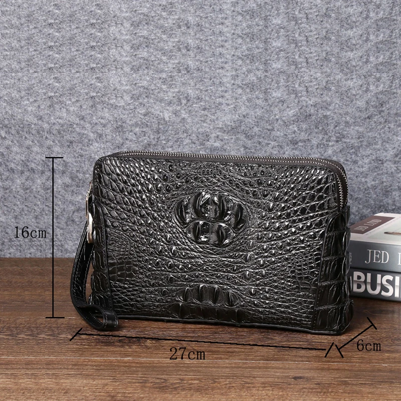 Crocodile pattern cowhide leather bag men's briefcase High-quality real leather envelope clutch bag Large capacity men's bag