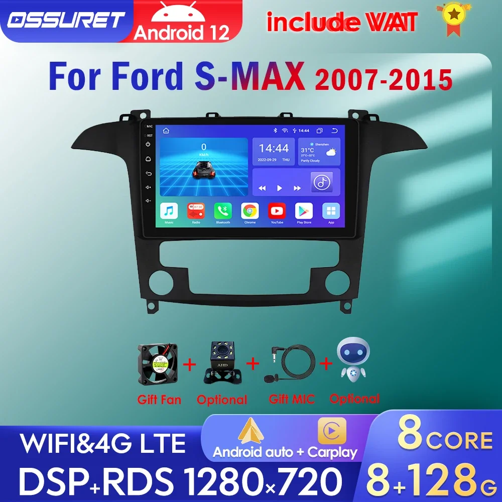 Android13 Carplay Autoradio GPS Navi WiFi RDS Für Ford S-Max S Max WA6 2007-2008