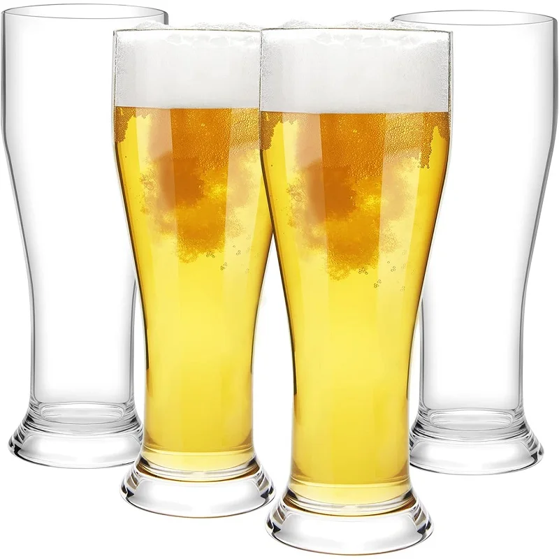 MICHELY 2/4PCS Set Unbreakable Tall Plastic Transparent Beer Cups Tritan Plastic Wheat Beer Cup Suitable For Party Camping Bar