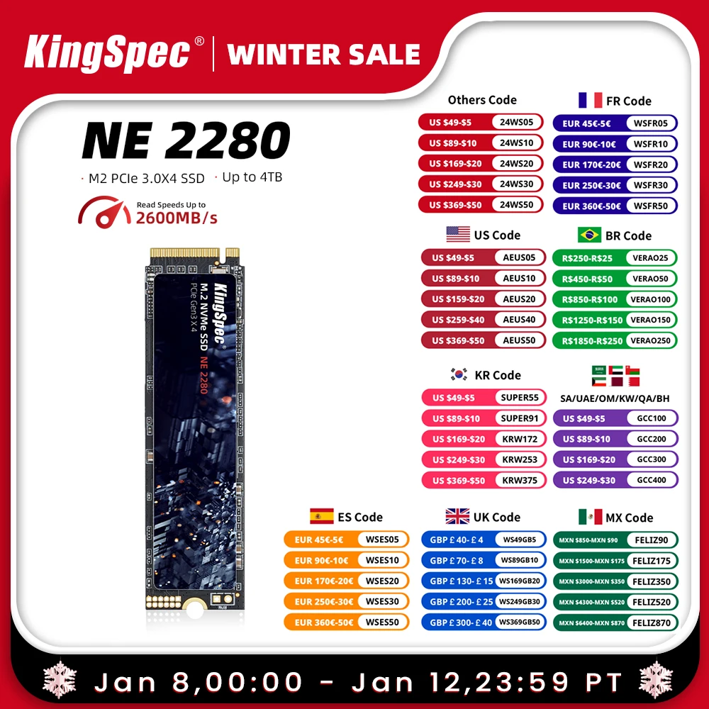 Фото KingSpec M.2 NVMW SSD 128 ГБ 256 ГБ 512 ГБ M2 SSD 1 ТБ 2 ТБ pcie NVMe 2280 PCIE SSD M.2 HDD PCIe внутренний жесткий диск для ноутбука MSI №1