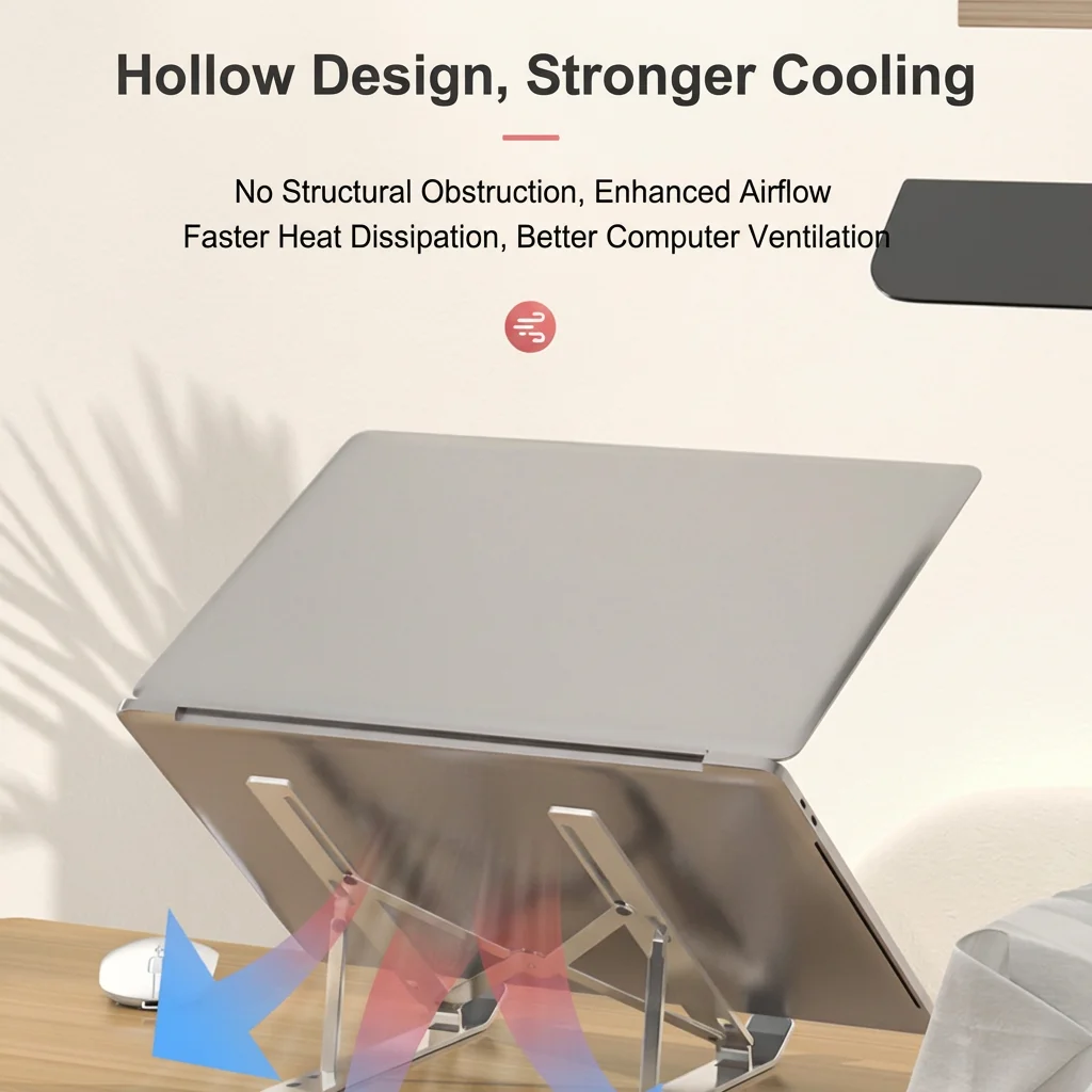 접이식 알루미늄 노트북 스탠드 - 조절 가능한 휴대용 노트북 받침대, 맥북, 델, HP 및 모든 노트북용 인체공학적 데스크탑 홀더