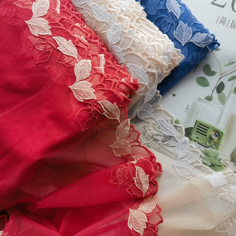 

15 метров, двухцветная красная, синяя вышивка, кружевная отделка, нижнее белье, материалы «сделай сам», вышитые кружева для бюстгальтера, Швейные аксессуары, ремесла