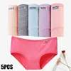 Plus Size Panties Women's Underwear Cotton Sexy Briefs Solid Color Ladies Lingerie Comfort Underpant Panty For Woman 5Pcs/Lot