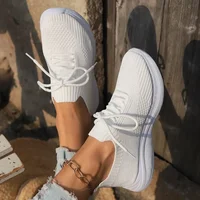 Spring New Women Mesh Breathable Casual Lace-up Vulcanized Shoes Ladies Platform Single Sneakers Plus Size 43 Female Flats 2