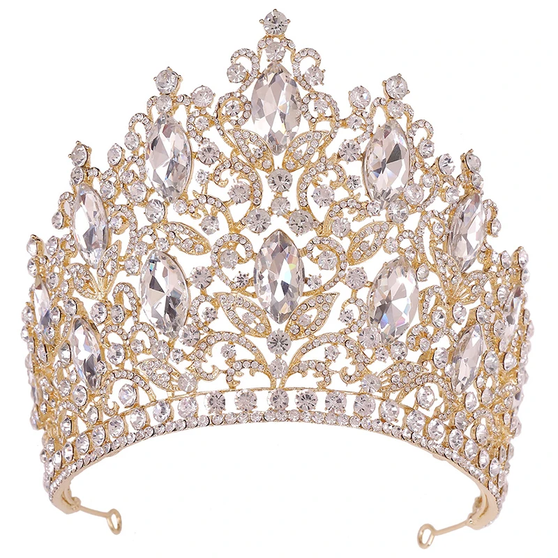 

14cm Height Big Crown Luxury Rhinestone Crystal Tiaras Headwear Pageant Birhtday Party Bridal Wedding Dress Hair Jewelry
