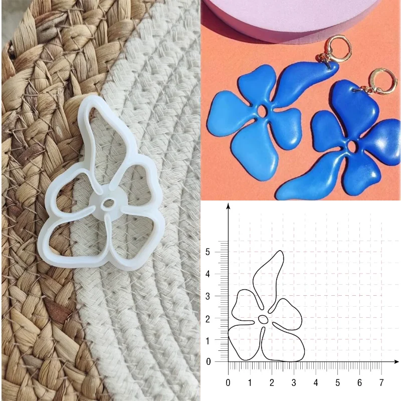 Irregular Geometric Shape Soft Polymer Clay Cutter Flower Pottery Earrings Clay Mold DIY Jewelry Pendant Shaping Pottery Tools images - 6