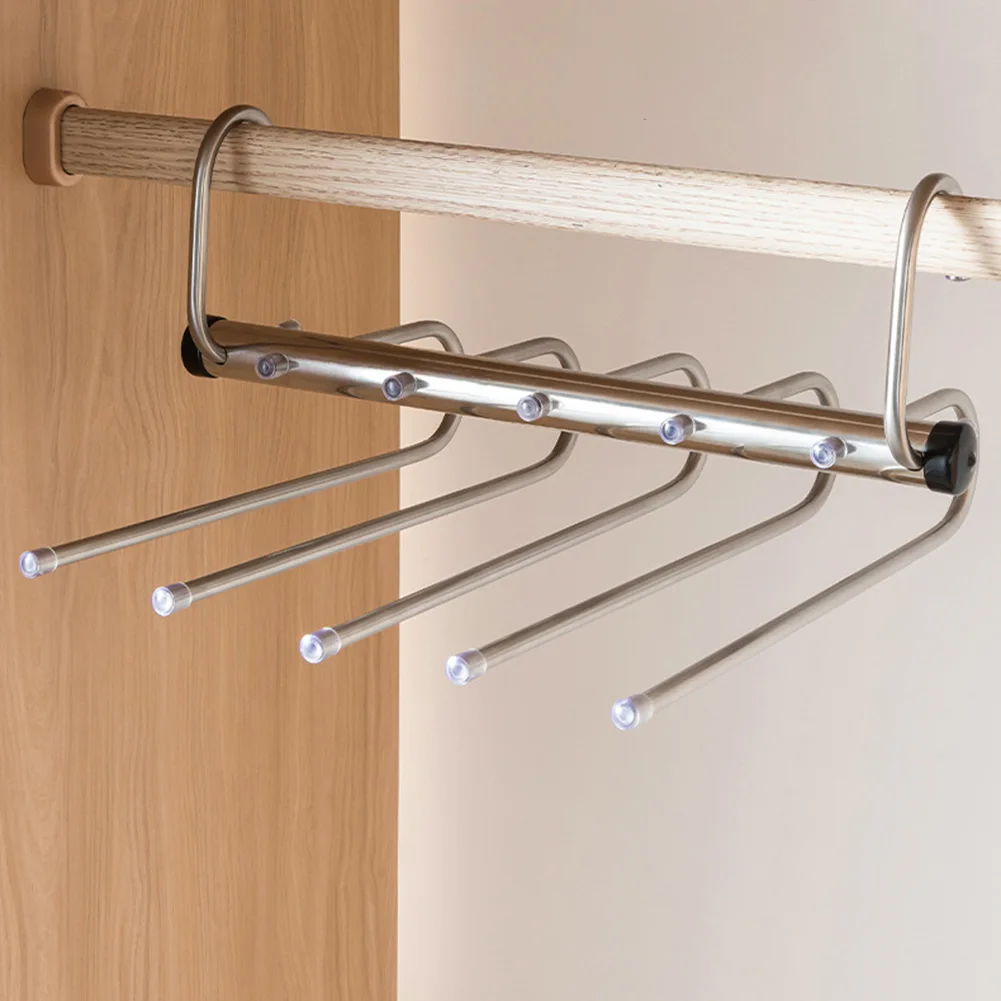 Clothes rack 1/2pcs Folding Magic Pants Hangers 5/9Layer Stainless Steel Space Saving Jeans Trousers Scarf Organizers for Closet