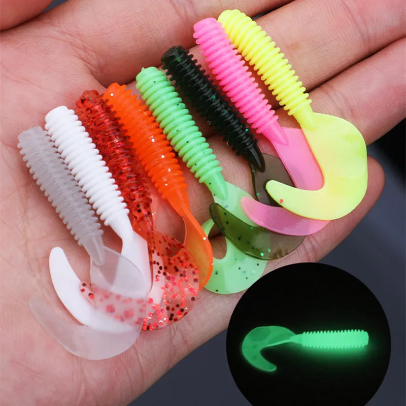 

3.8cm-6cm Soft Worm Fishing Bait T-Tail Wobbler 10Pcs/Bag PVC Bass Lure Swimbait