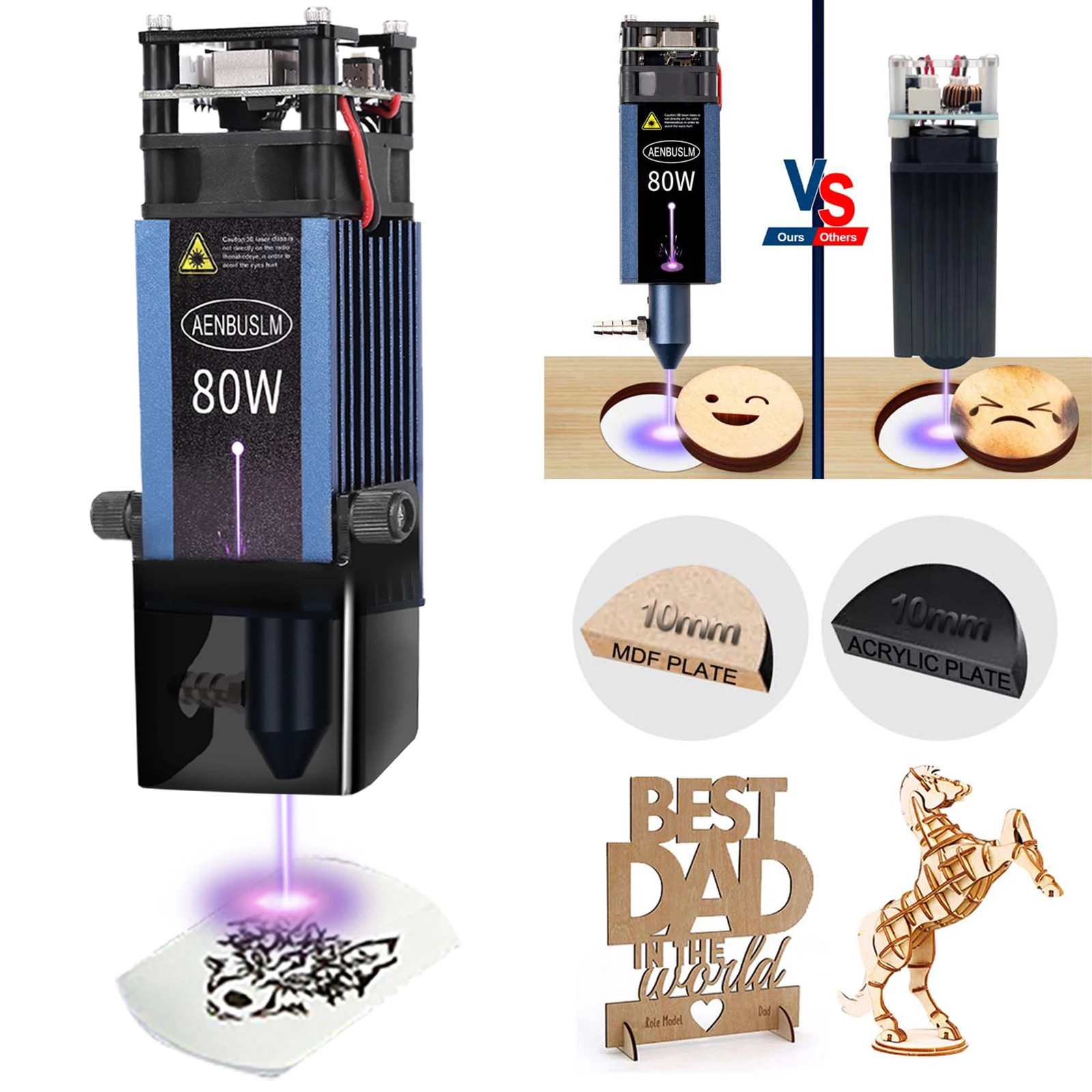 Aenbuslm Testa Per Incisione Laser 40W/80W Con Incisore Laser Ad Assistenza Aerea Accessori Cnc Taglierina Laser Modulo Laser Strumento Per La Lavoraz