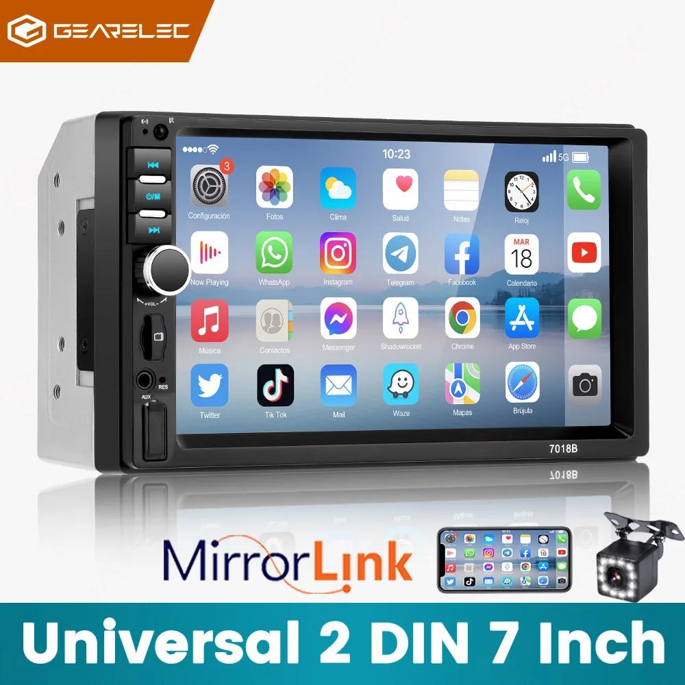 Gearelec 2Din Stereo 7 ''Autoradio Touch Screen Automotive Multimedia Bluetooth Usb Tf Radio Fm Autoradio Lettore Mp5 7018B