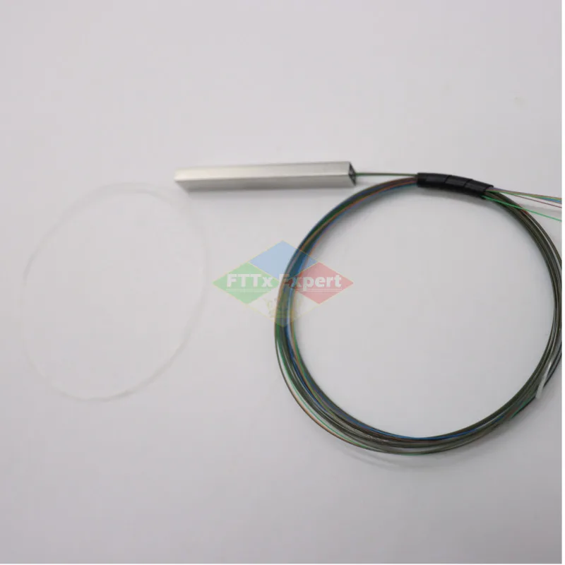 20pcs/lot 1x2 1x4 1x8 1x16 color Fiber optic PLC Splitter without connector cable 0.9mm Mini Blockless 2,4 Ports PLC Splitter