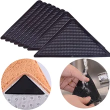

Rug Carpet Grippers Hardwood Floors Mat Sticker Triangle Reusable Non Slip Silicone Washable Grips Home Bath Room Corners Pads