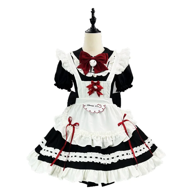 Cosplay Maid Kostüm Black Lolita mit Schürze Kurzarm Kleid Carnival Comic-Con 6