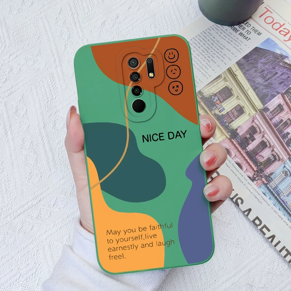 thumbnail image 1 of Case For Xiaomi Redmi 9 9A 9C Colourful Liquid Silicone Anti Slip Phone Back Cover For Redmi 9 A C Full Protection Shell Bumper, 1 of 5