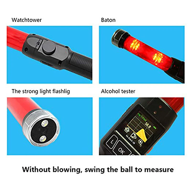 Breath Type Alcohol Detector Electrochemical Alcohol Sensor Tester Voice Alarm Lighting Baton