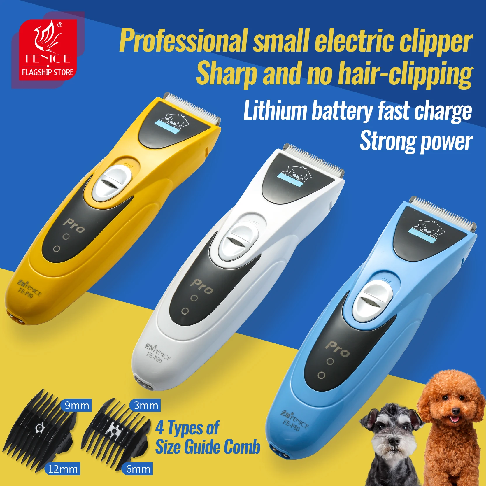 Fenice Animals Grooming Electrical Pet Clipper Kit Professional Rechargeable Haircut Machine Pet Cat Dog Hair Trimmer Shaver Set
