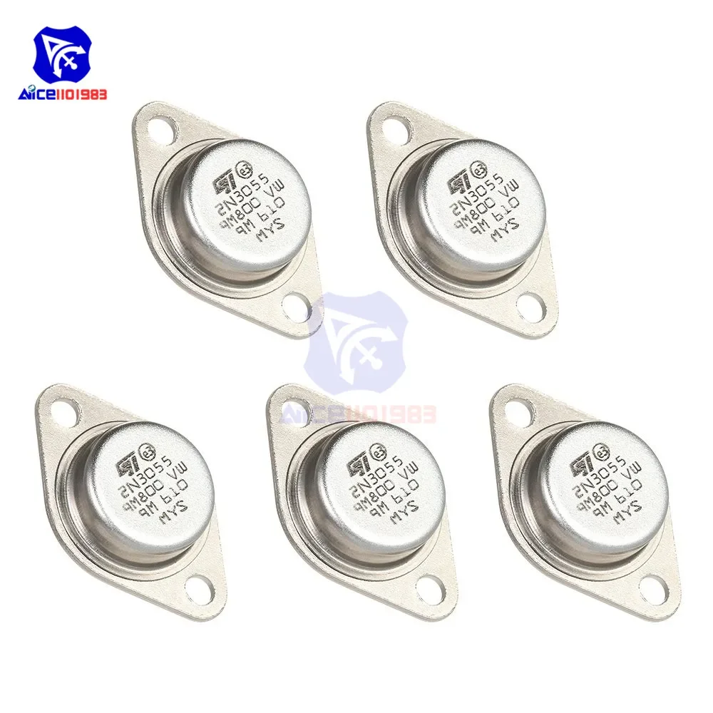 5PCS 2N3055 Power Transistors NPN TO-3 Metal Case 15A/60V bjt transistor,transistors kit