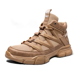 Durable Men's Anti - Smash Safety Boots with Protective Steel Head - 45 (75Khaki)