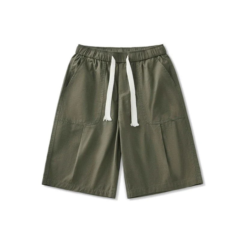 Men's Elastic High Waisted Solid Pockets Bandage Drawstring Casual Sportswear Loose Trousers Fashion Summer Office Lady Shorts