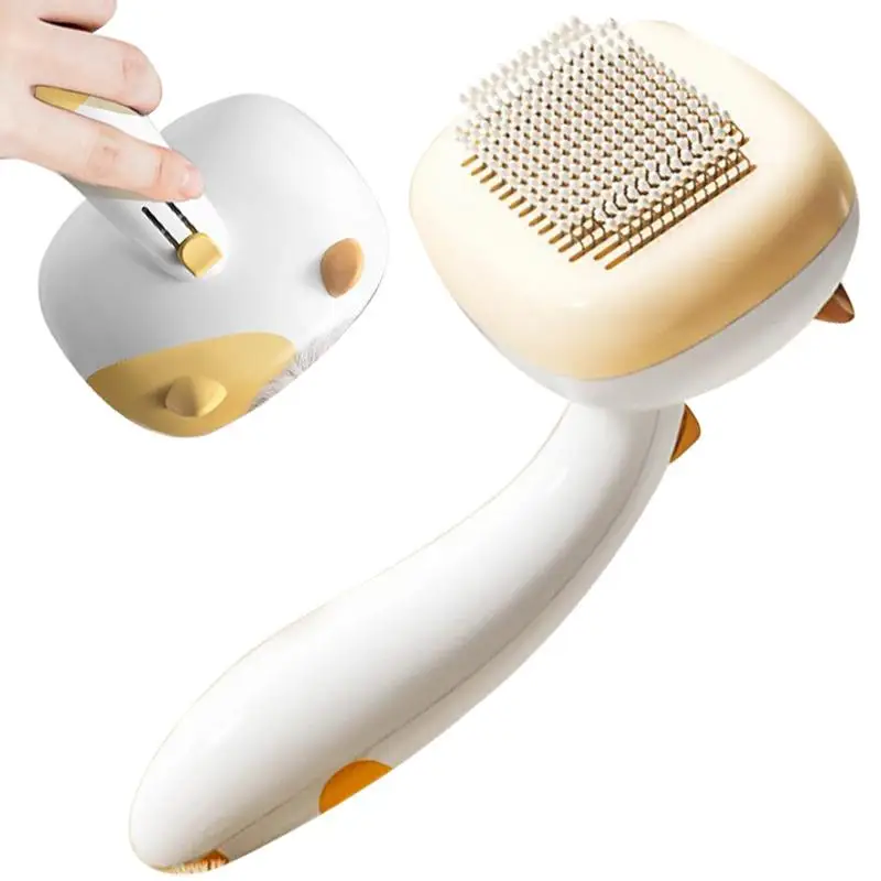 

Dog Brush 140 Degree Curved Steel Needle Design Pet Hair Brush Adjustable Comb Teeth Length For Undercoat Rake And Dematting Dog