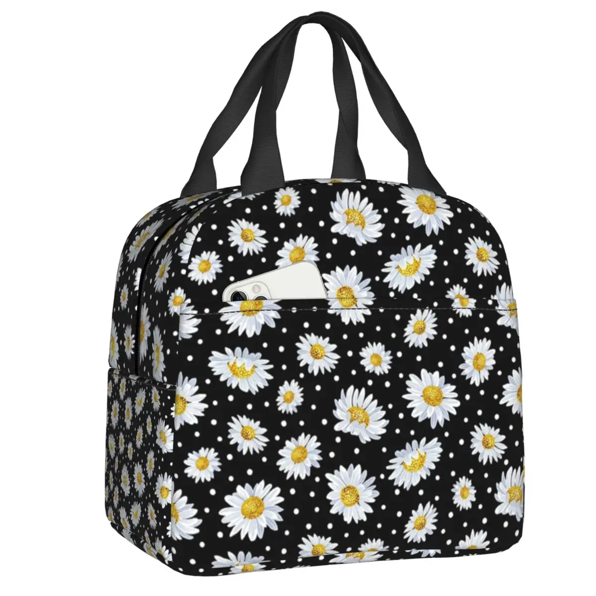 

Sunshine Floral Daisy Flower Lunch Bag Men Women Thermal Cooler Insulated Lunch Box for Kids School Work Food Picnic Tote Bags