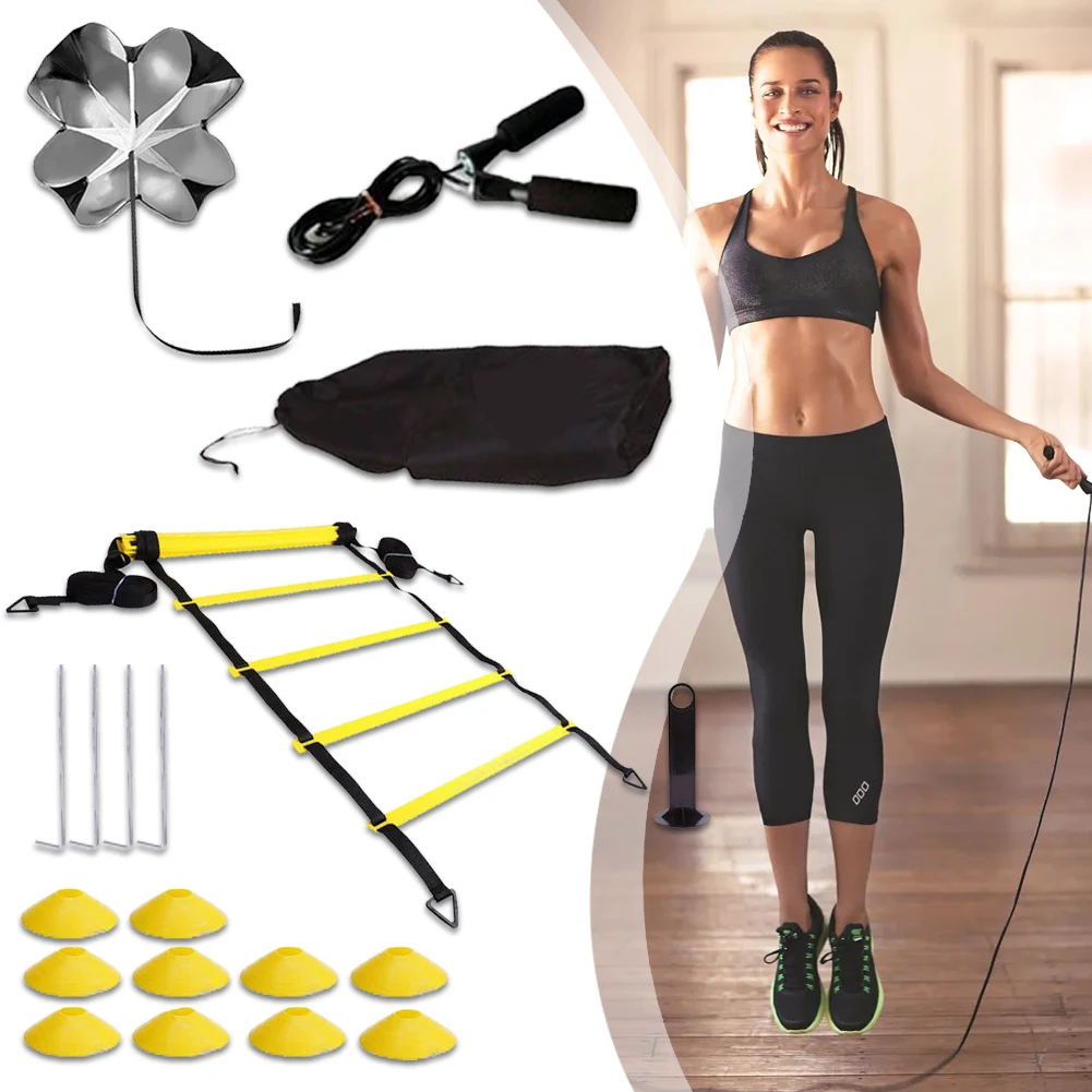

Soccer Agility Training Set Disc Cones/Steel Stakes/ Jump Rope with Carrying Bag Multifunction for Football Basketball