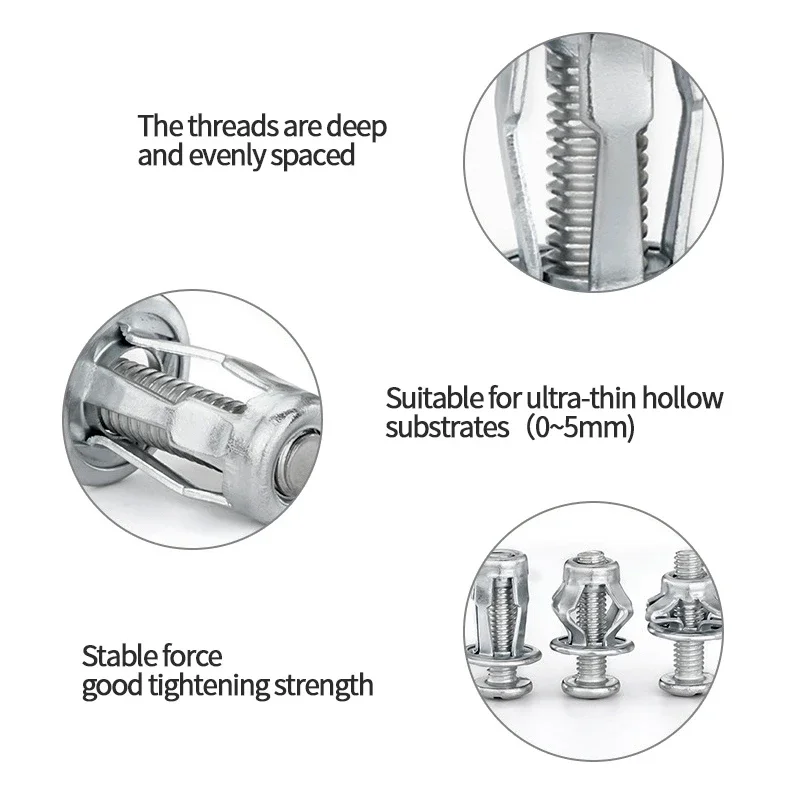 Rivet Nut 5/10Pcs M4 M5 M6 M8 Petal Rivets Nut Expansion Clamp Petal Shape Metal Rivet Nut Bolt Hollow Wall Plate Fixing Nuts Pop Screws